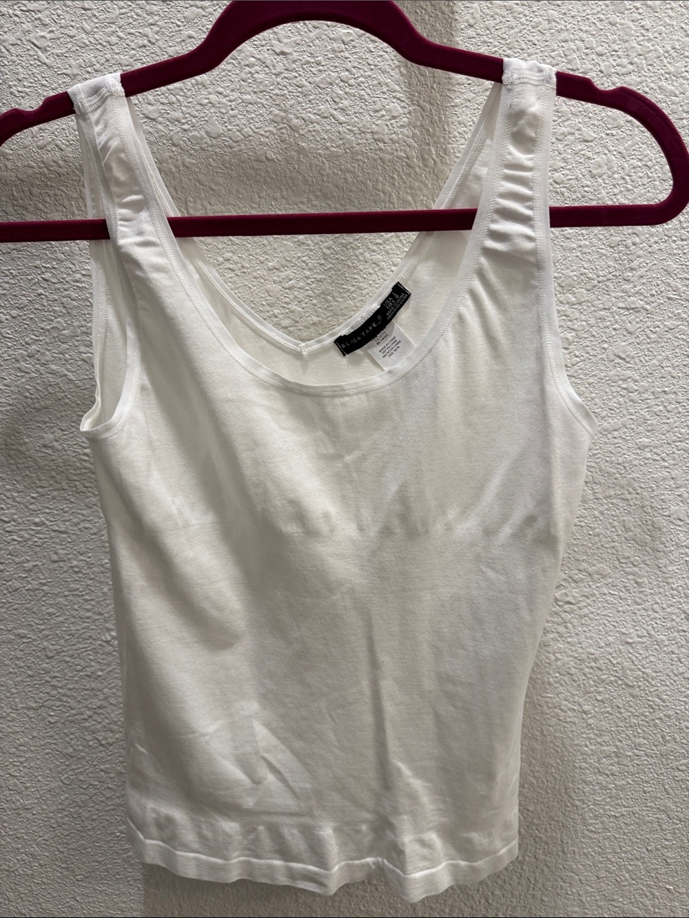 Black Tape_ White Scoop Neck Tank